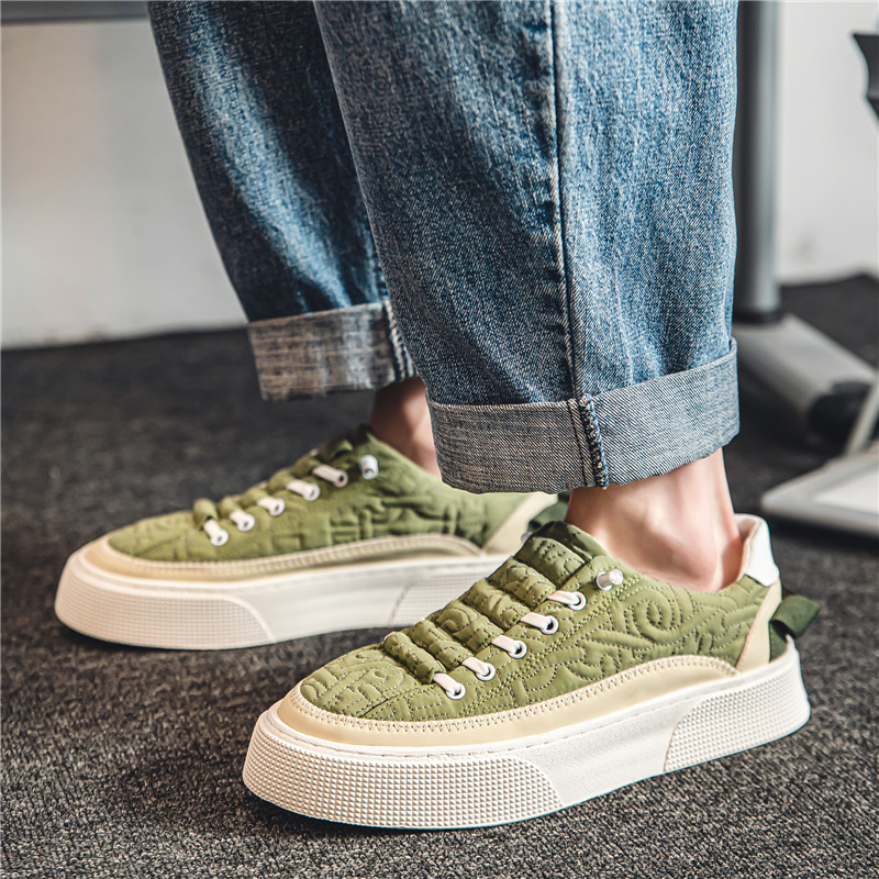 Harajuku balti drobiniai batai Vyriški laisvalaikio drobiniai sportbačiai Orui pralaidūs vulkanizuoti batai Vyriški Espadrilės Platforminiai Vyriški riedlenčių batai