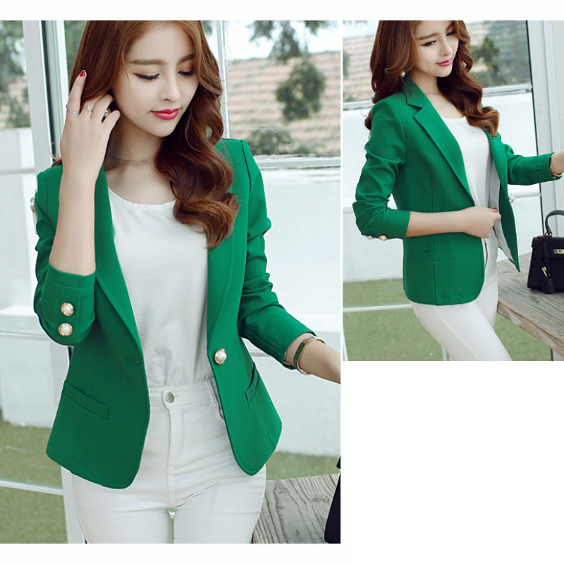 Proljeće Jesen Crni kaput s jednim gumbom Ženska modna ležerna ženska jakna Laskava figura Sli jakna dugih rukava Ženska