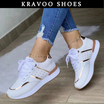 KRAVOO Sneakers Γυναικεία Παπούτσια Πλατφόρμας Δερμάτινο συνονθύλευμα Γυναικεία Casual Παπούτσια Αθλητικά Παπούτσια Γυναικεία Υπαίθρια Βουλκανιζέ παπούτσια για τρέξιμο