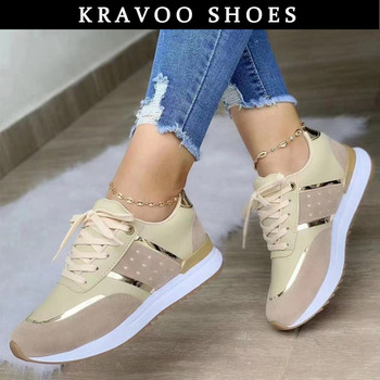 KRAVOO Sneakers Γυναικεία Παπούτσια Πλατφόρμας Δερμάτινο συνονθύλευμα Γυναικεία Casual Παπούτσια Αθλητικά Παπούτσια Γυναικεία Υπαίθρια Βουλκανιζέ παπούτσια για τρέξιμο