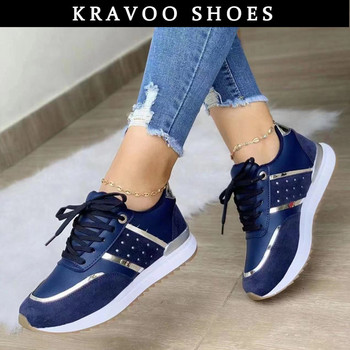 KRAVOO Sneakers Γυναικεία Παπούτσια Πλατφόρμας Δερμάτινο συνονθύλευμα Γυναικεία Casual Παπούτσια Αθλητικά Παπούτσια Γυναικεία Υπαίθρια Βουλκανιζέ παπούτσια για τρέξιμο