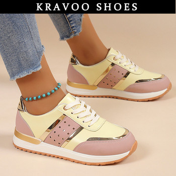 KRAVOO Sneakers Γυναικεία Παπούτσια Πλατφόρμας Δερμάτινο συνονθύλευμα Γυναικεία Casual Παπούτσια Αθλητικά Παπούτσια Γυναικεία Υπαίθρια Βουλκανιζέ παπούτσια για τρέξιμο