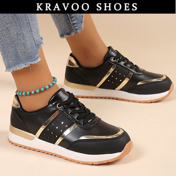 KRAVOO Sneakers Γυναικεία Παπούτσια Πλατφόρμας Δερμάτινο συνονθύλευμα Γυναικεία Casual Παπούτσια Αθλητικά Παπούτσια Γυναικεία Υπαίθρια Βουλκανιζέ παπούτσια για τρέξιμο