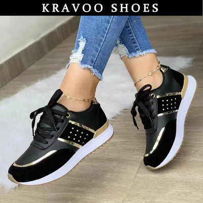 KRAVOO Sneakers Női Platform Cipők Bőr Patchwork Női Alkalmi cipők Sportcipők Női Outdoor Futó Vulkanizált Cipők