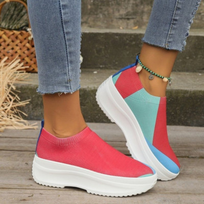 Γυναικεία πάνινα παπούτσια Vulcanized Φθινοπωρινά Νέα Διχτυωτή Εκτύπωση Μικτής Χρώμα Πλατφόρμα Casual Γυναικεία Υπαίθρια Αθλητικά Παπούτσια Plus Size Zapatos De Mujer