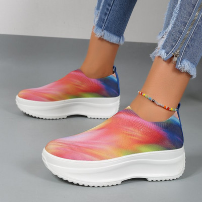 Γυναικεία πάνινα παπούτσια Vulcanized Φθινοπωρινά Νέα Διχτυωτή Εκτύπωση Μικτής Χρώμα Πλατφόρμα Casual Γυναικεία Υπαίθρια Αθλητικά Παπούτσια Plus Size Zapatos De Mujer