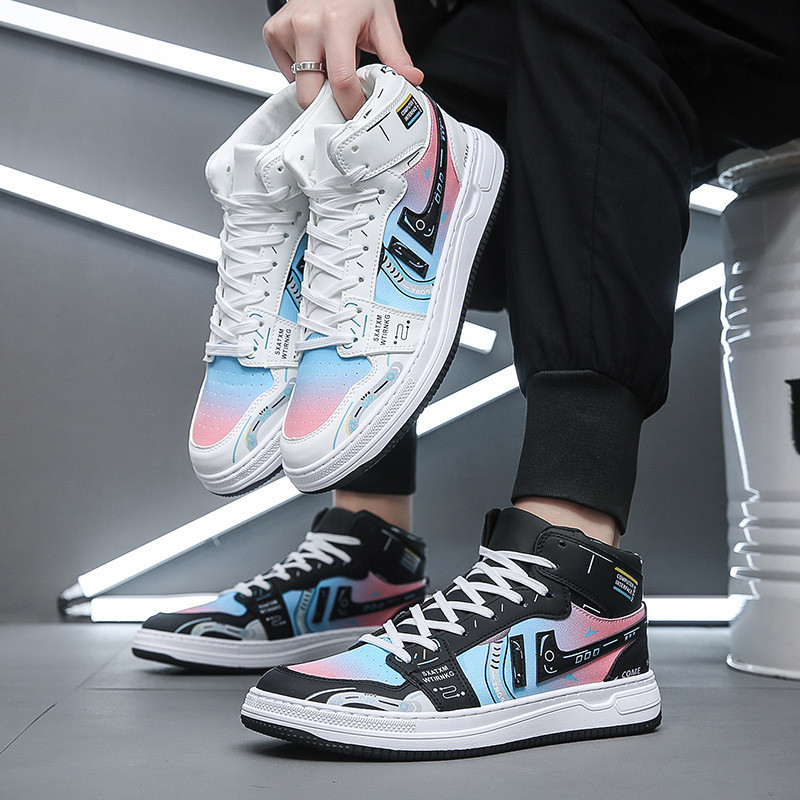Nova modna muška obuća za proljeće i jesen 2023. Ležerne svestrane studentske visoke cipele Male bijele cipele Debeli potplat Muške sportske cipele