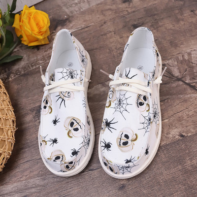 Suured naiste Halloweeni kõrvitsatrükiga tossud Mood naiste kingad hingavad lamedad lõuendist vabaajajalatsid Zapatillas Mujer