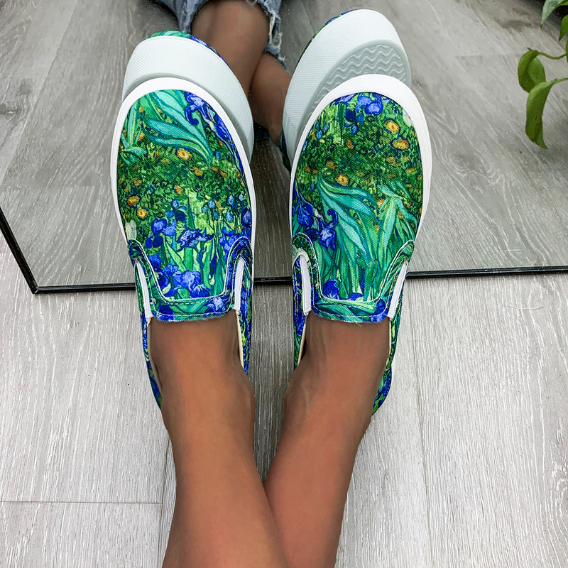 Modne ravne cipele s grafitima velike veličine Niski izrezi Cipele za slobodno vrijeme Ženske platnene cipele Zapatillas Mujer Ženske vulkanizirane cipele