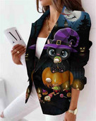 Γυναικείο Μόδα διπλό αναπνέον παλτό vintage αποκριάτικο με τσέπες στάμπα Γυναικεία πανωφόρια Chic Veste Femme