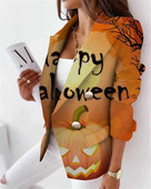 Φθινοπωρινό γυναικείο Vintage Halloween Pumpkin Blazer Fashion Double Breasted Breathable Outerwear Casual μακρυμάνικα μπουφάν