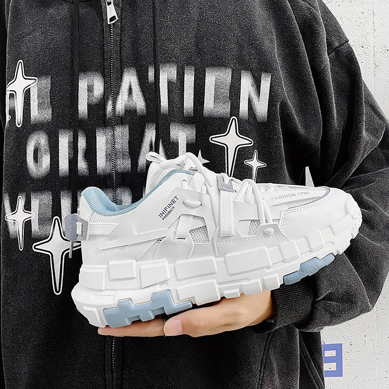 Moodsad tossud Meeste võrgust hingavad jooksuspordijalatsid Meeste vabaaja platvormiga tossud Nööriga Harajuku tänavarõivad jalatsid