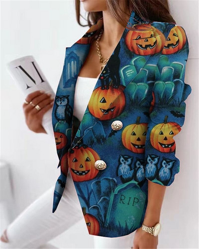 TIPP KVALITEET Uus moodne vintage kõrvitsaprinteriga jope naiste klassikaline kaherealine metallist lõvinööpidega bleiser välimine suurus S-5XL