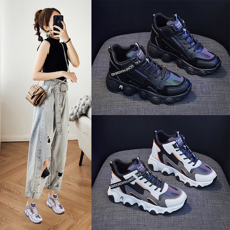 Γυναικεία νέα casual sneakers με κορδόνια γυναικεία 2023 Άνοιξη Νέα παχιά αντιολισθητική σόλα Γυναικεία αδιάβροχα χονδρόχρωμα αθλητικά παπούτσια