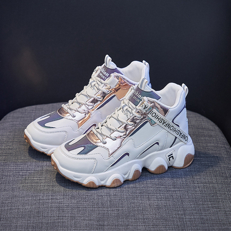 Γυναικεία νέα casual sneakers με κορδόνια γυναικεία 2023 Άνοιξη Νέα παχιά αντιολισθητική σόλα Γυναικεία αδιάβροχα χονδρόχρωμα αθλητικά παπούτσια