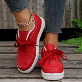 2023 Νέα μόδα μονόχρωμα γυναικεία παπούτσια με βαθύ στόμα casual outdoor βουλκανιζέ παπούτσια Στρογγυλά παπούτσια με κορδόνια Παπούτσια Μεγάλα παπούτσια