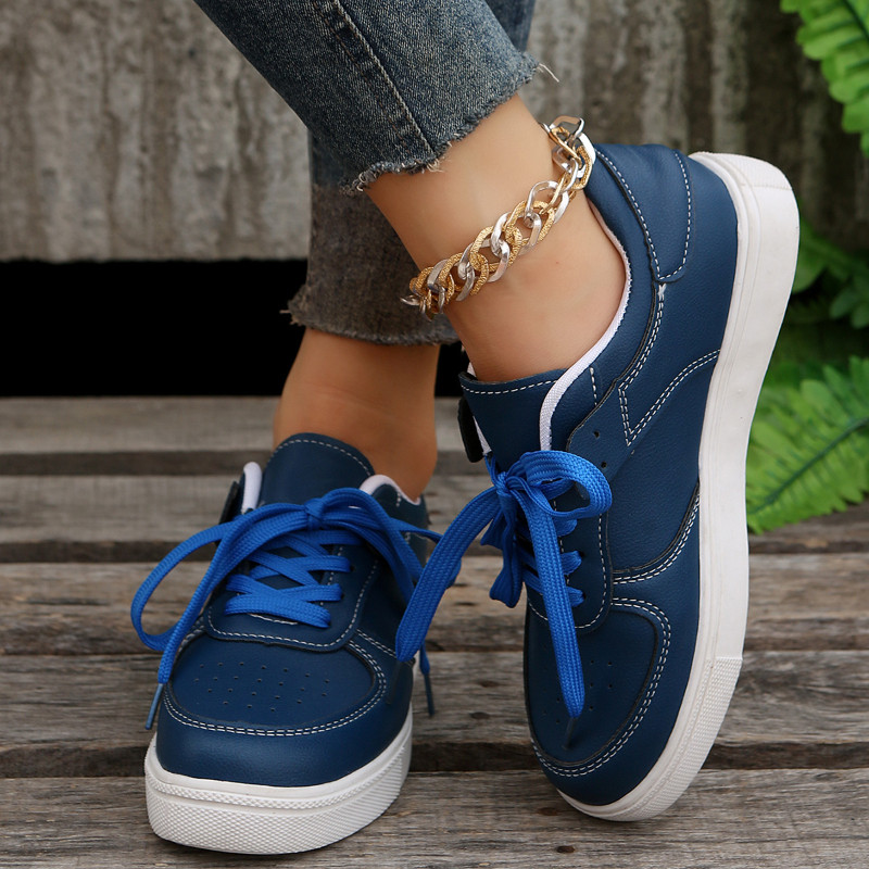 2023 Νέα μόδα μονόχρωμα γυναικεία παπούτσια με βαθύ στόμα casual outdoor βουλκανιζέ παπούτσια Στρογγυλά παπούτσια με κορδόνια Παπούτσια Μεγάλα παπούτσια