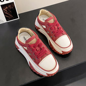 Γυναικεία βουλκανιζέ παπούτσια 2023 Μόδα με κορδόνια που αναπνέουν υπαίθρια βουλκανιζέ πέδιλα Μονόχρωμα χοντρή σόλα casual