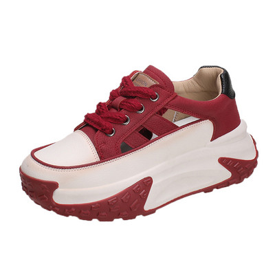 Γυναικεία βουλκανιζέ παπούτσια 2023 Μόδα με κορδόνια που αναπνέουν υπαίθρια βουλκανιζέ πέδιλα Μονόχρωμα χοντρή σόλα casual