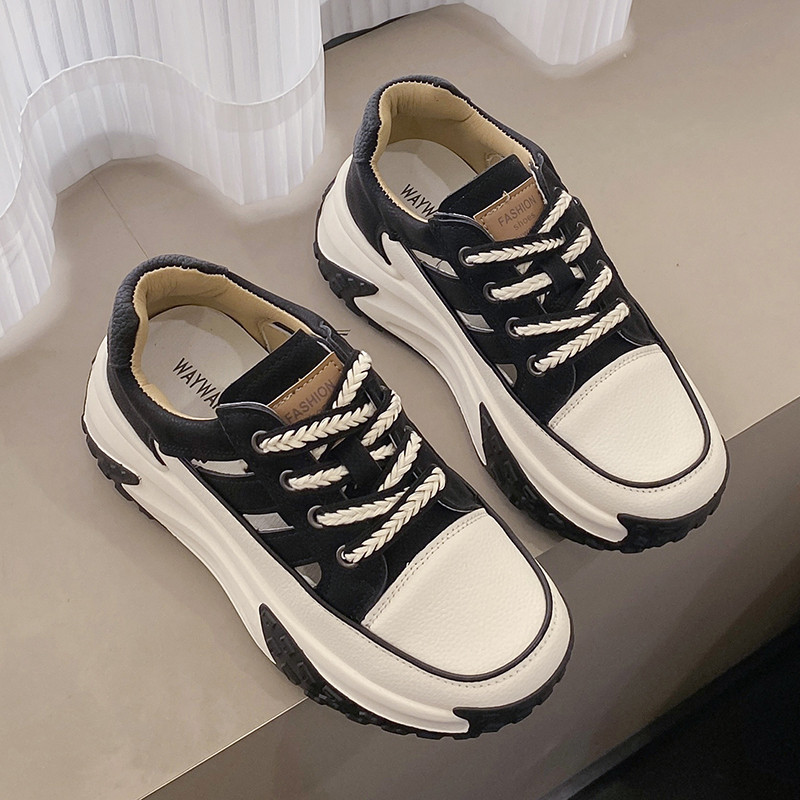 Γυναικεία βουλκανιζέ παπούτσια 2023 Μόδα με κορδόνια που αναπνέουν υπαίθρια βουλκανιζέ πέδιλα Μονόχρωμα χοντρή σόλα casual