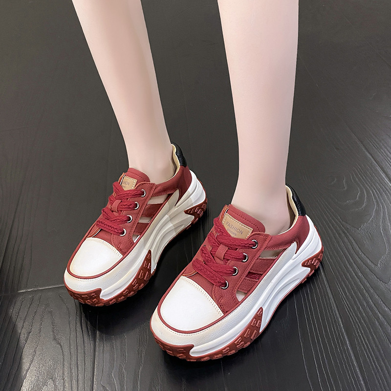 Γυναικεία βουλκανιζέ παπούτσια 2023 Μόδα με κορδόνια που αναπνέουν υπαίθρια βουλκανιζέ πέδιλα Μονόχρωμα χοντρή σόλα casual