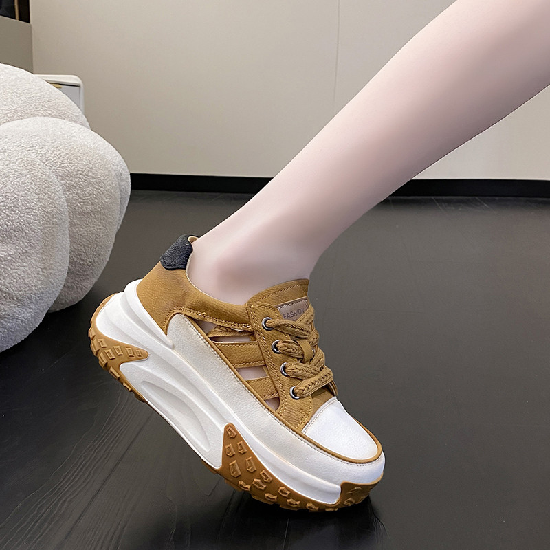 Γυναικεία βουλκανιζέ παπούτσια 2023 Μόδα με κορδόνια που αναπνέουν υπαίθρια βουλκανιζέ πέδιλα Μονόχρωμα χοντρή σόλα casual
