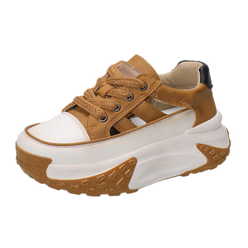 Γυναικεία βουλκανιζέ παπούτσια 2023 Μόδα με κορδόνια που αναπνέουν υπαίθρια βουλκανιζέ πέδιλα Μονόχρωμα χοντρή σόλα casual