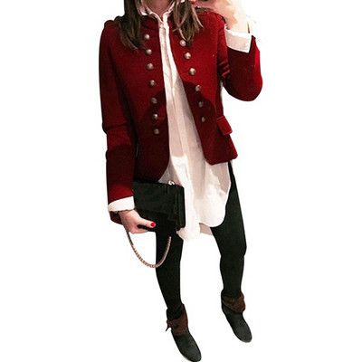 Μπλέιζερ Γυναικεία σακάκια Μακρυμάνικα Σειρά Πόρπη Αυτοκαλλιέργεια Μικρό Φαρδύ Κίτρινο Κόκκινο Μοτίβο Παλτό Hot Style Femme Mujer