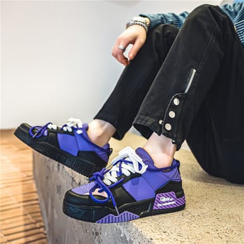 Streetwear Platform Blue Sneakers For Men Fashion Δερμάτινα Casual Ανδρικά παπούτσια Skateboard Αυθεντικά ανδρικά γυμναστήρια για εξωτερικούς χώρους