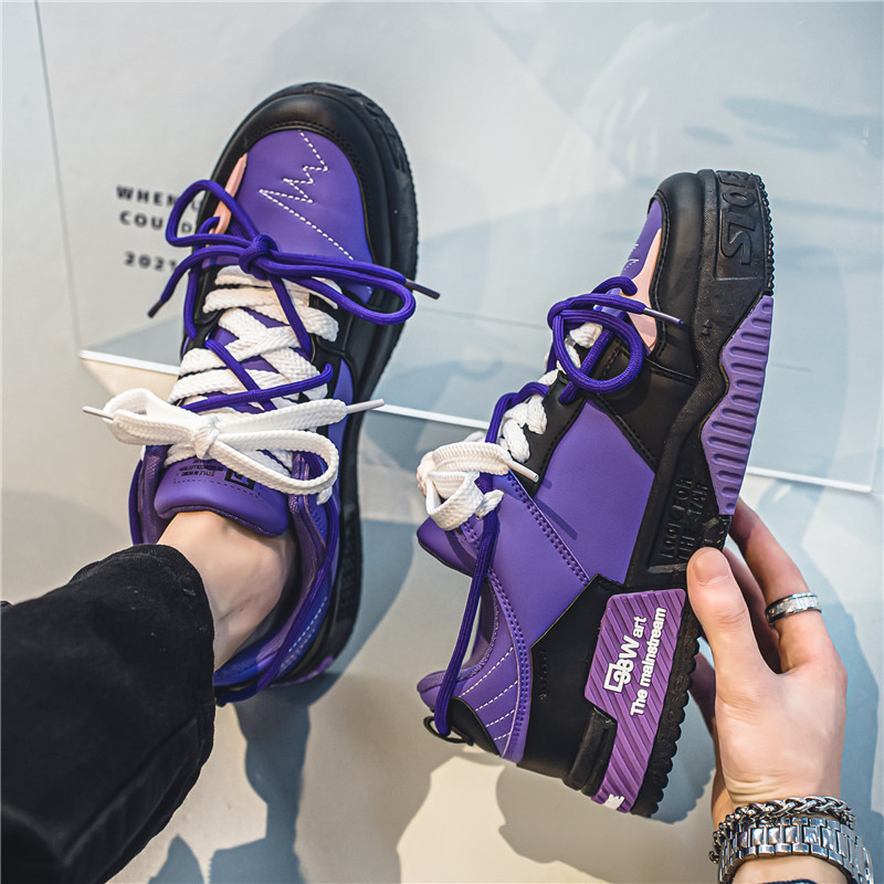 Streetwear Platform kék tornacipők férfiaknak divatos bőr alkalmi férfi gördeszka cipők eredeti kültéri csúszásmentes férfi edzőcipők