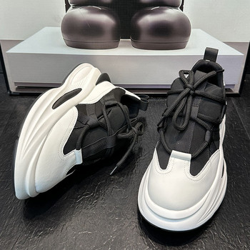 Παπούτσια για τρέξιμο με παχιά σόλα αθλητικά μαλακή σόλα για άντρες 2023 Καλοκαίρι Νέα αναπνέοντα ψηλά παπούτσια Μικρά καθημερινά παπούτσια σε στυλ Χονγκ Κονγκ