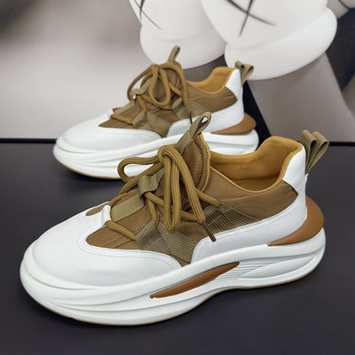 Παπούτσια για τρέξιμο με παχιά σόλα αθλητικά μαλακή σόλα για άντρες 2023 Καλοκαίρι Νέα αναπνέοντα ψηλά παπούτσια Μικρά καθημερινά παπούτσια σε στυλ Χονγκ Κονγκ