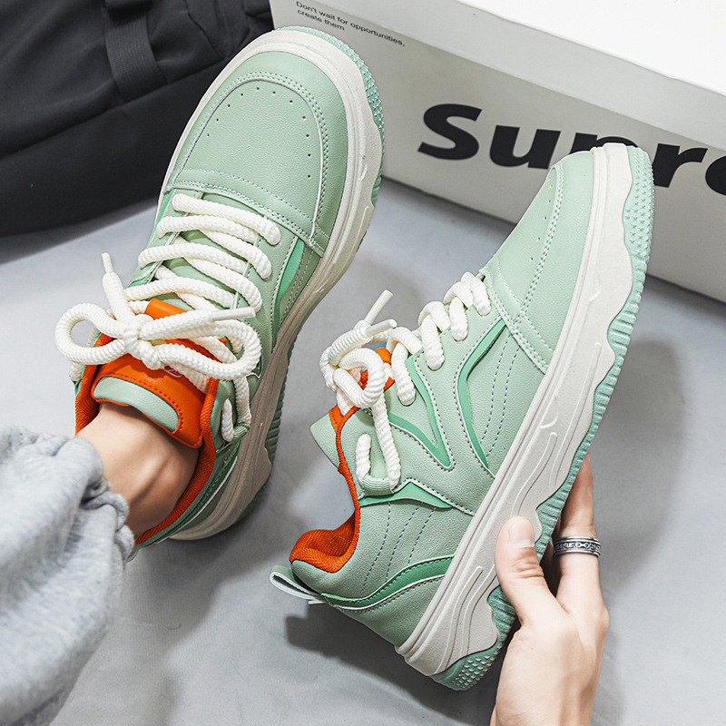 Eredeti narancssárga férfi gördeszka cipők kültéri mélyen dekoltált hip hop gördeszkacipők férfi divat platform fűzős férfi gördeszka cipők