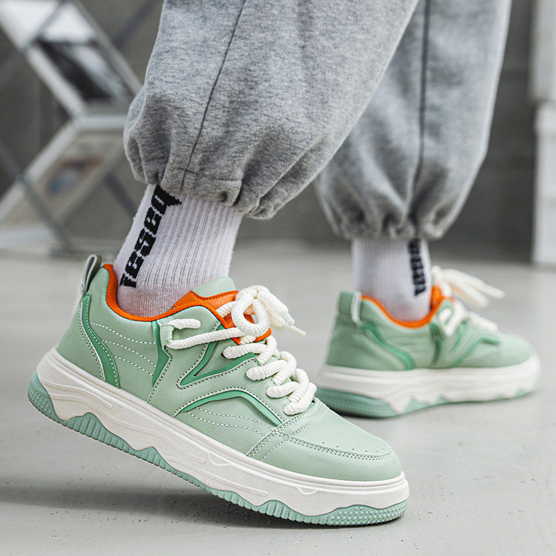 Eredeti narancssárga férfi gördeszka cipők kültéri mélyen dekoltált hip hop gördeszkacipők férfi divat platform fűzős férfi gördeszka cipők