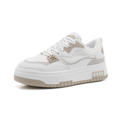 Nove ženske cipele iz 2023. Mrežaste PU sportske cipele s dubokim ustima, ležerne, udobne vulkanizirane cipele, ženske cipele s ravnim dnom s okruglim prstima