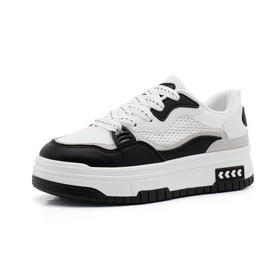 Nove ženske cipele iz 2023. Mrežaste PU sportske cipele s dubokim ustima, ležerne, udobne vulkanizirane cipele, ženske cipele s ravnim dnom s okruglim prstima