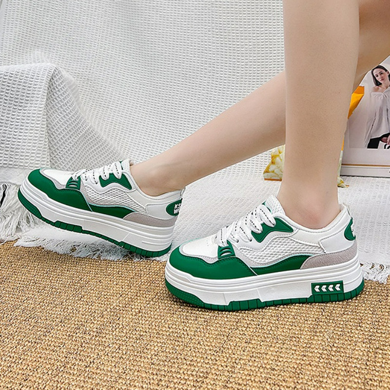 Nove ženske cipele iz 2023. Mrežaste PU sportske cipele s dubokim ustima, ležerne, udobne vulkanizirane cipele, ženske cipele s ravnim dnom s okruglim prstima