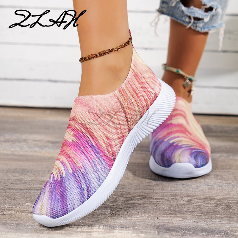 Γυναικεία παπούτσια Vulcanized Zapatillas Mujer Πλεκτά Αθλητικά Γυναικεία Νέα Flat Παπούτσια Mix Color Vulcanize Shoes Casual Chaussure Femme