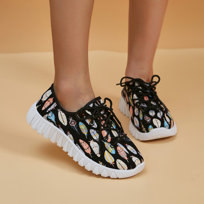 Γυναικεία αθλητικά παπούτσια με χαμηλό τακούνι από βαμβακερό ύφασμα 2023 Hot Sale Ανοιξιάτικη/Φθινοπωρινή με κορδόνια Εκτύπωση Μικτών χρωμάτων Γυναικεία παπούτσια Vulcanize