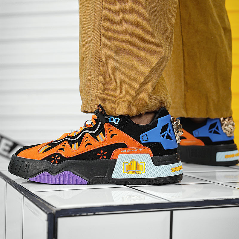 Őszi Retro narancssárga férfi alkalmi sportcipő Platform márka Trend gördeszka cipő Férfi Kiváló minőségű csúszásmentes férfi gördeszka cipők