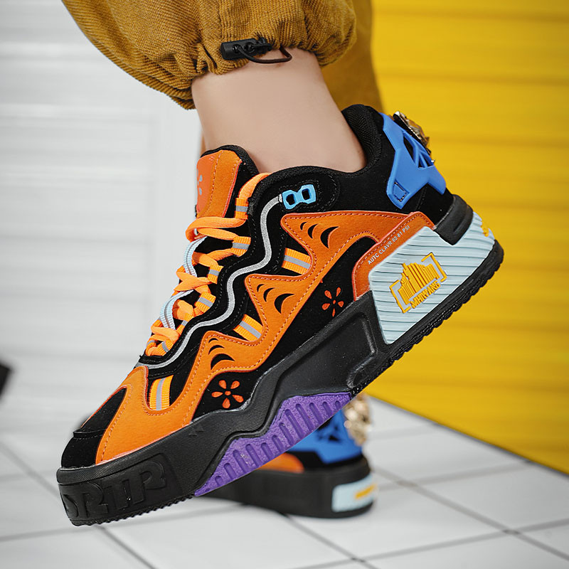 Őszi Retro narancssárga férfi alkalmi sportcipő Platform márka Trend gördeszka cipő Férfi Kiváló minőségű csúszásmentes férfi gördeszka cipők