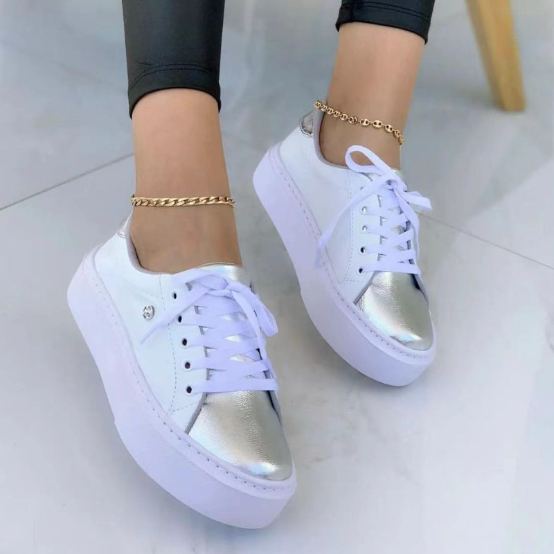 2023 Divatcipők Női fűzős vulkanizált cipők Kültéri sétacipők Kerek orrú női alkalmi cipők Sokoldalú sportcipők