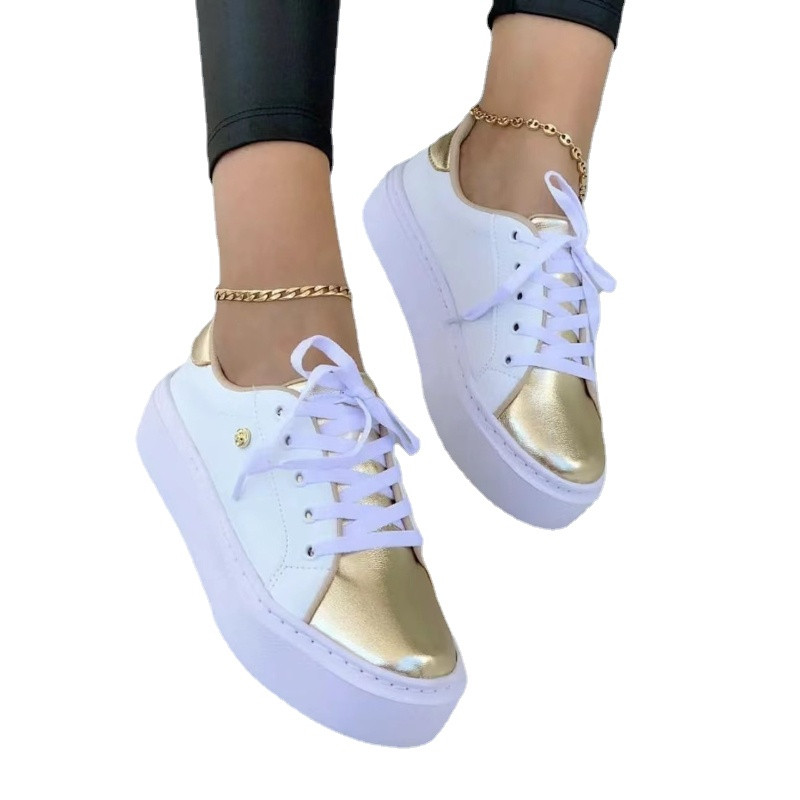 2023 Divatcipők Női fűzős vulkanizált cipők Kültéri sétacipők Kerek orrú női alkalmi cipők Sokoldalú sportcipők