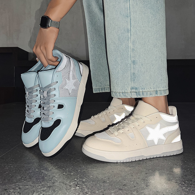 Modne reflektirajuće zvjezdane cipele, muške trendi platforme, ležerne muške cipele za skejtbord, jesen, zima, vanjske visoke tenisice za muškarce