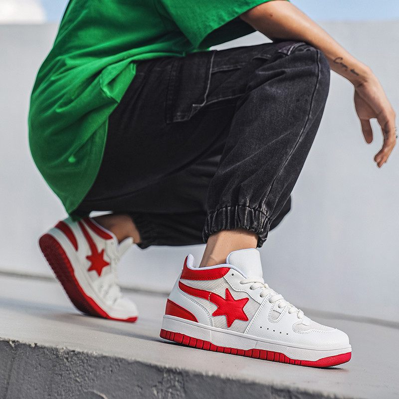 Modne reflektirajuće zvjezdane cipele, muške trendi platforme, ležerne muške cipele za skejtbord, jesen, zima, vanjske visoke tenisice za muškarce