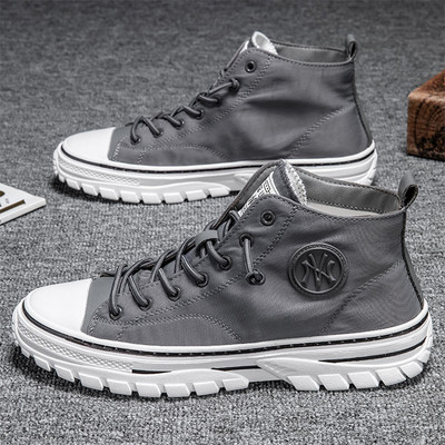 Ανοιξιάτικο φθινόπωρο Ανδρικά ψηλά παπούτσια από καμβά που αναπνέουν Αθλητικά παπούτσια με κορδόνια ανδρική πλατφόρμα Αντιολισθητικά επώνυμα βουλκανισμένα υποδήματα