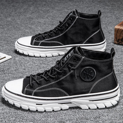 Ανοιξιάτικο φθινόπωρο Ανδρικά ψηλά παπούτσια από καμβά που αναπνέουν Αθλητικά παπούτσια με κορδόνια ανδρική πλατφόρμα Αντιολισθητικά επώνυμα βουλκανισμένα υποδήματα
