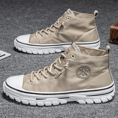 Ανοιξιάτικο φθινόπωρο Ανδρικά ψηλά παπούτσια από καμβά που αναπνέουν Αθλητικά παπούτσια με κορδόνια ανδρική πλατφόρμα Αντιολισθητικά επώνυμα βουλκανισμένα υποδήματα