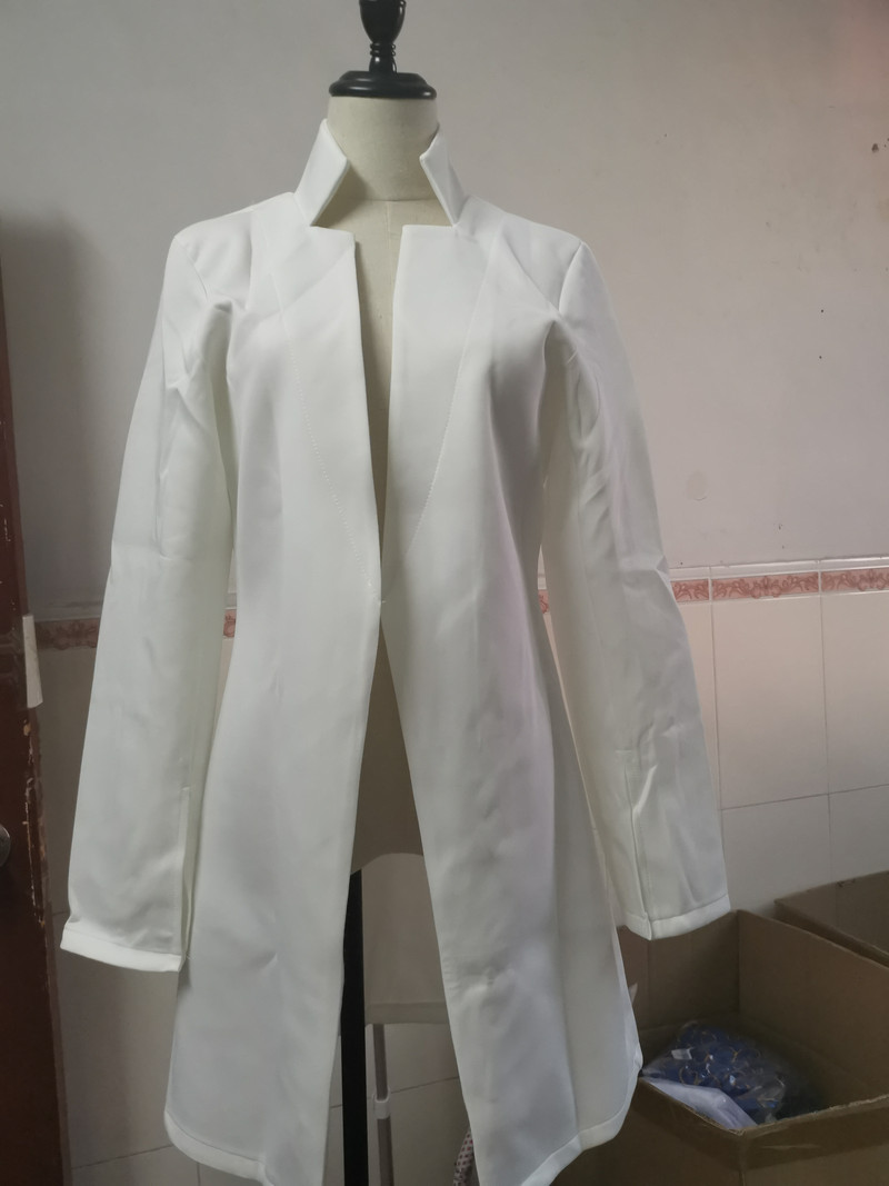 Ženski jesenski jednobojni sako s remenom, uski bijeli sako, radna odjeća za dame, dugih rukava