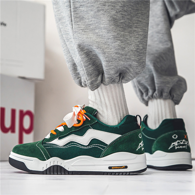 Harajuku stil Zelene muške ležerne tenisice Skateboard Dizajnerske niske cipele Platforma Muške platnene tenisice Streetwear Cipele za rolanje